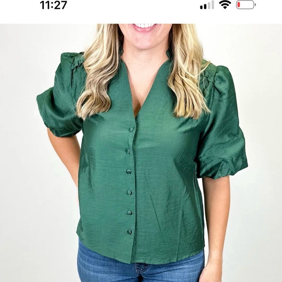THML Tops - THML Forest Green Button-Down Blouse